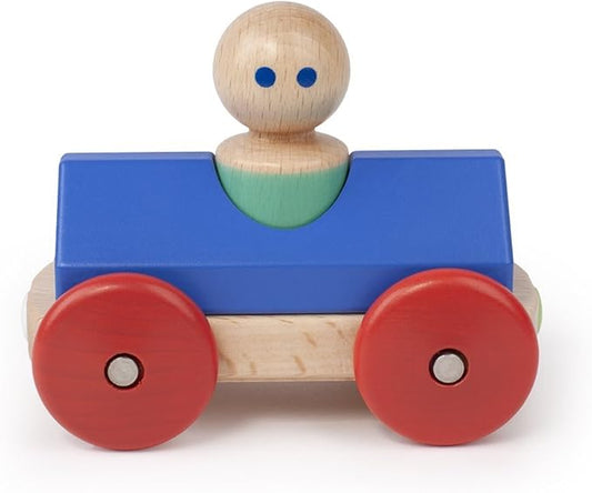 3 Piece Tegu Magnetic Racer Building Block Set, Blue Big Top