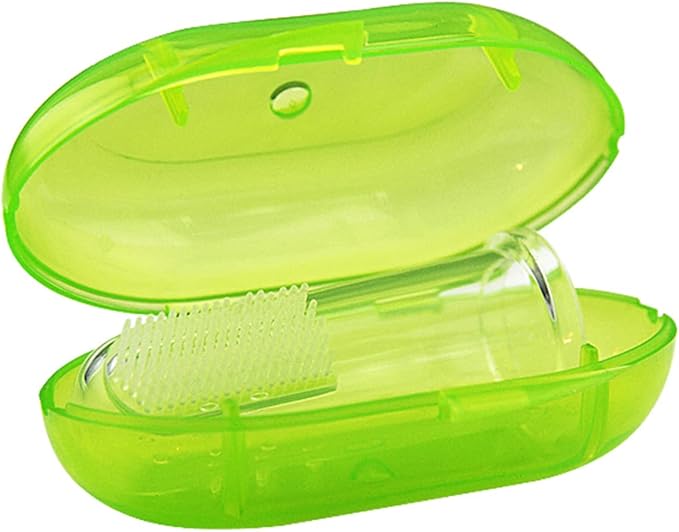 haakaa Silicone Baby Finger Toothbrush Set, Babyβs First Toothbrush with Case, Soft Bristle Toothbrush for Infant Oral Care, 3 Months +