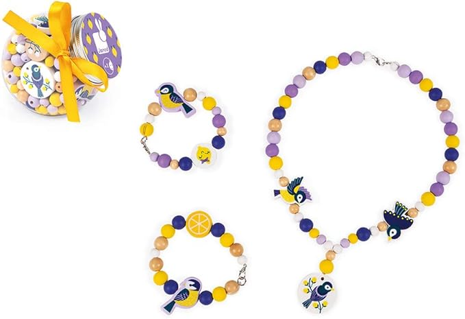 Janod Birdy Chickadees Wooden 220 Beads Craft Set - Ages 6+ - J06668