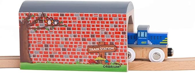 Orbrium® Toys Large Wooden Train Tunnel Track Compatible with Thomas Brio Chugginginton Set