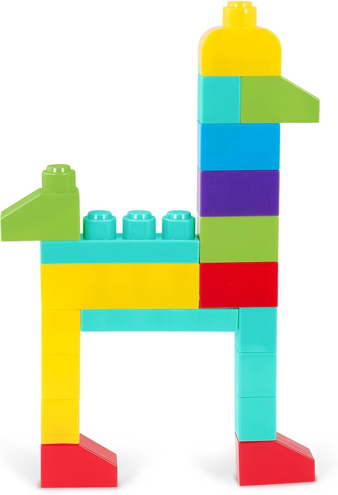 Battat – Large Building Blocks – 80 Colorful Pieces – 8 Wheel Bricks – Zippered Storage Bag – 12 Months + – Bag o' Blocks