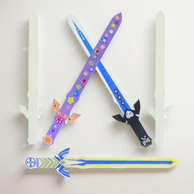 Wooden Sword Ninja Pirate Style Toy Sword, Unfinished Wooden Crafts, DIY Crafts Painting Set, Kids Ninja, Warrior, Viking Kids Role Playing, Games, Parties (5pack) (Wooden Knife)