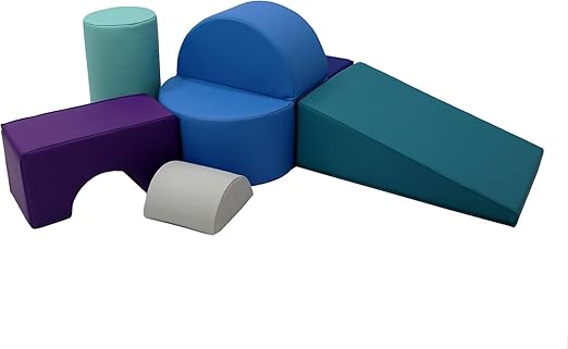 FDP Playtime and Climb Soft Play Set - 6-Piece Baby Climbing Blocks and Indoor Play Gym - Soft Play Climbing for Toddlers and Infants 10m+ (Navy/Orange)