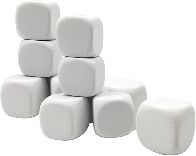 White EVA Foam Dices for Kids Graffiti-Building Blocks,Creative Painting, Party Supplies, 1.96 inchs, 12PCS