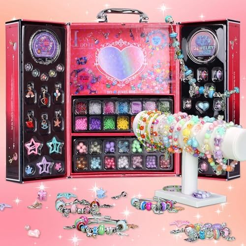 Woiworco Jewelry Making Kits Bracelet Making Kit with Jewelry Box, Valentine's Day Gifts Birthday Gifts for Kids Girls 4-6 8-12, Art and Craft Set
