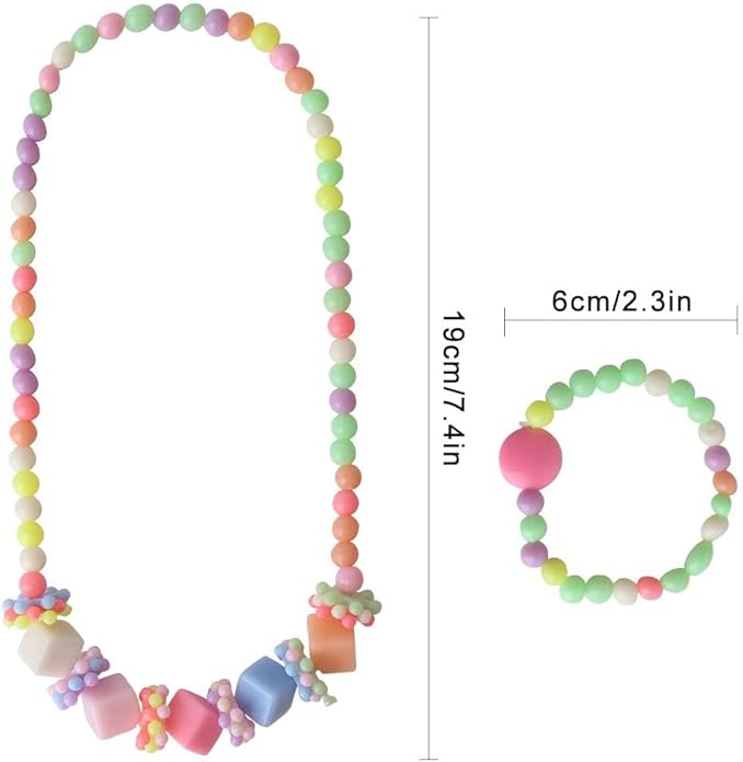 ONESING 22 Pcs Toddler Costume Jewelry Gift Princess Necklace Bracelet Set Girls Play Jewelry Kit Necklace Bracelet for Kids Play Dress Up