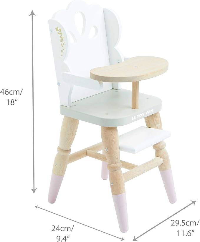 Le Toy Van - Educational Wooden Toy Role Play Beautiful Doll High Chair | Girls Pretend Play Toy Pram Playset - for Ages 3+ (TV601)