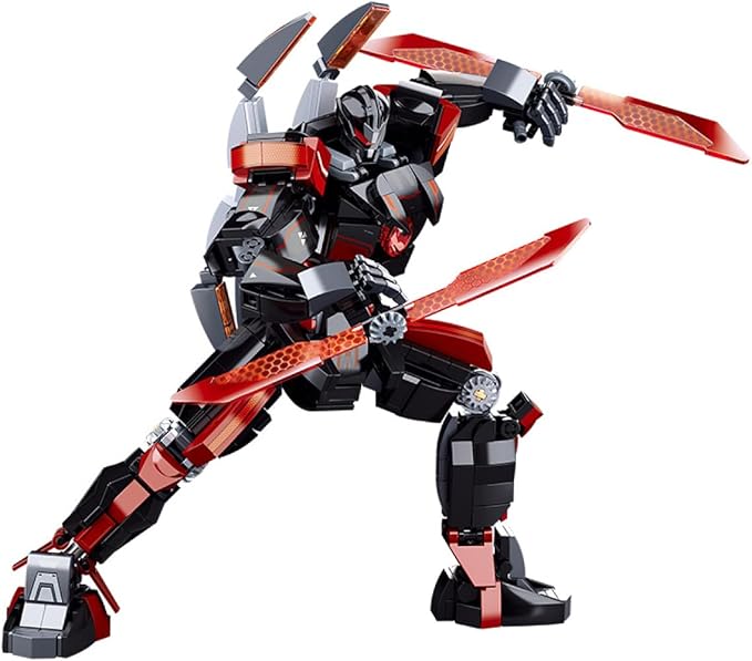 DAHONPA Dark Warrior Transforming Mech Building Blocks Set (585 PCS), Assembly Mecha Robot Model Kit, Technology City MechWarrior Toy, Christmas Birthday Gifts for Adults and Kids