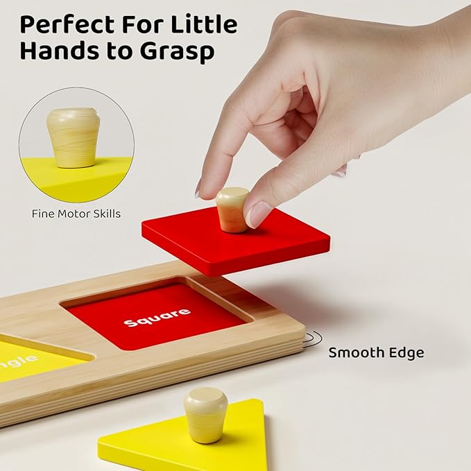 First Jumbo Knob Wooden Shape Puzzles for Toddlers 1-3,Montessori Shapes Sorter Board Toys Puzzle for1 2 Year Old,Preschool Learning Toys for Baby Kids,1-2 Year Old Boy Girl,Stocking Stuffers,Birthday