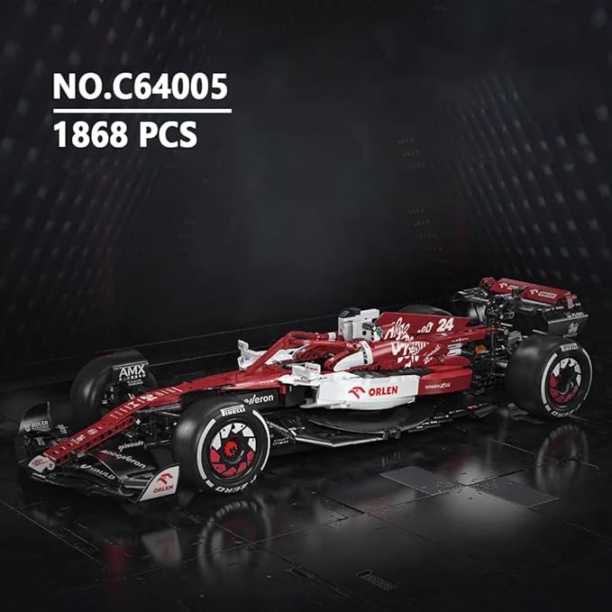 CaDA C64005w Alfa Romeo F1 Race Car C42 Building Blocks Set, 1868 PCS 1: 8 MOC Creative Building Blocks, Excellent Racer Model and Collection STEM Gift for 8+ Kids Teens and Adults
