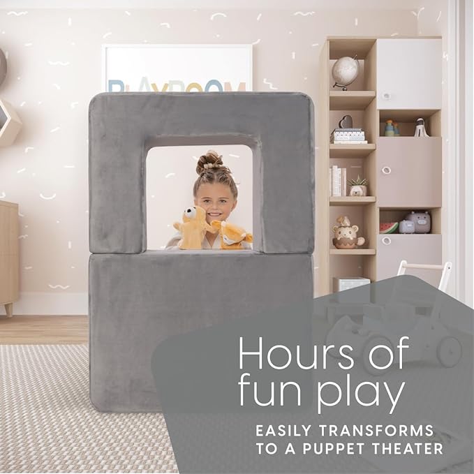 Milliard Kids Couch - Modular Kids Sofa for Toddler and Baby Playroom/Bedroom Furniture (Grey Small)