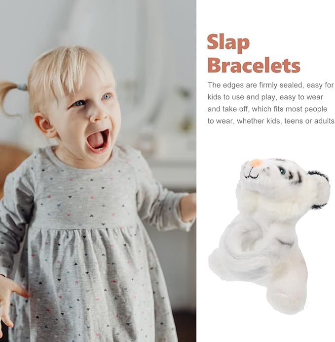 Kisangel 1pc Plush Huggable Stuffed Animals Jungle Themed Slap Bracelet Wrist Hugger Plush for Jungle Party Favors(As Shown 1)