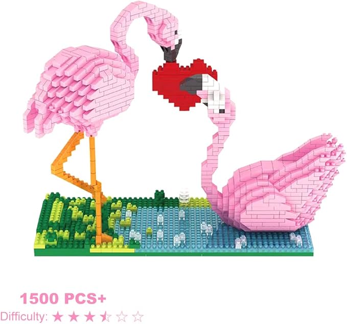 Larcele Micro Building Blocks Mini Building Toy Bricks,1500 Pieces KLJM-02 (Flamingo)