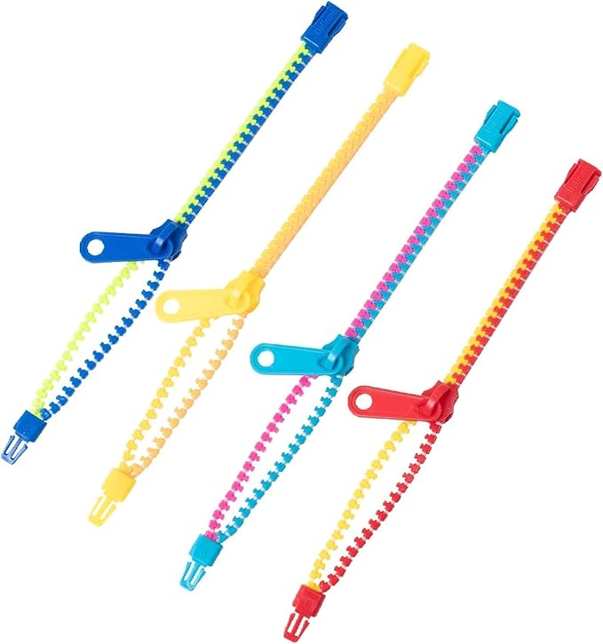 UpBrands Bi-Color 7 1/2-Inch Zipper Bracelets (12-Pack) | Kids' Trendy Dual-Tone Friendship Accessory, Perfect Fidget Toy for Classroom and Parties, Zipper Fun for All Ages