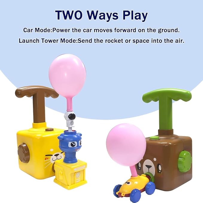 Balloon Launcher Toy Set, Balloon Powered Cars, Inertial Balloon Car, Creative Inflatable Balloon Pump Racing Car, Scientific Experiment Intelligence Education Preschool Children's Toys (Duck)