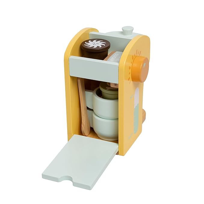 Pearhead Barista in Training Montessori Toy Coffee Maker, Wooden Pretend Play Toy Set for Developmental Learning, Play Kitchen Set for Toddlers Ages 3+ Years, 9 Piece Wooden Play Toy Set