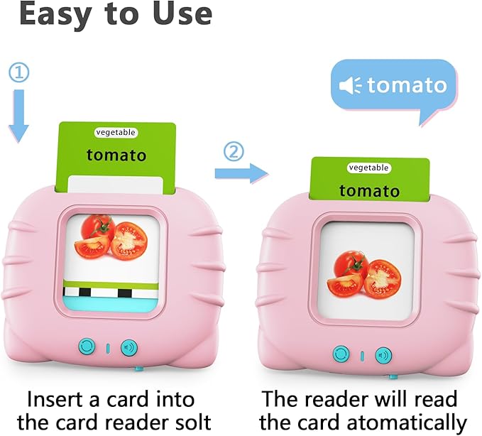 Lapare Audible Flash Cards Toys for Toddlers 2 3 4 5 6, Learn ABC Letters, Numbers 0-100,Phrases,Objects, Adjectives, and More Dolch Sight Words, 280 Cards with 560 Words/Phrases (Pink)