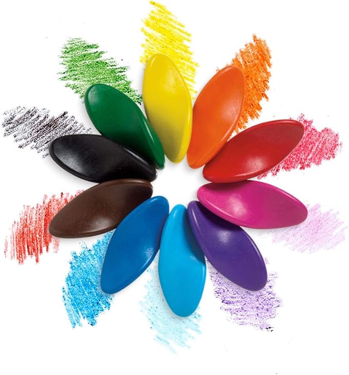 Ooly Ergonomic Erasable Crayons for Young Kids, 10 Colored Crayons in Bright Colors are Non-Toxic and Made from Eco-Friendly polymers, No Rolling Crayons for Young Kids