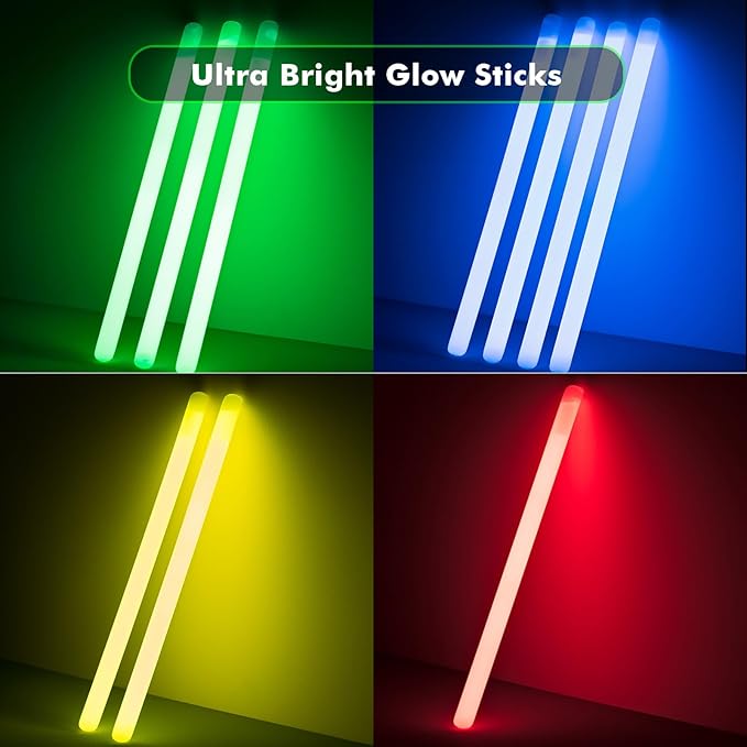 Glow Sticks Bulk - Ultra Bright 800 Party Pack with Connectors for Christmas, Neon Birthday and Holidays - Multicolor 8" Glow Sticks Necklaces Bracelet