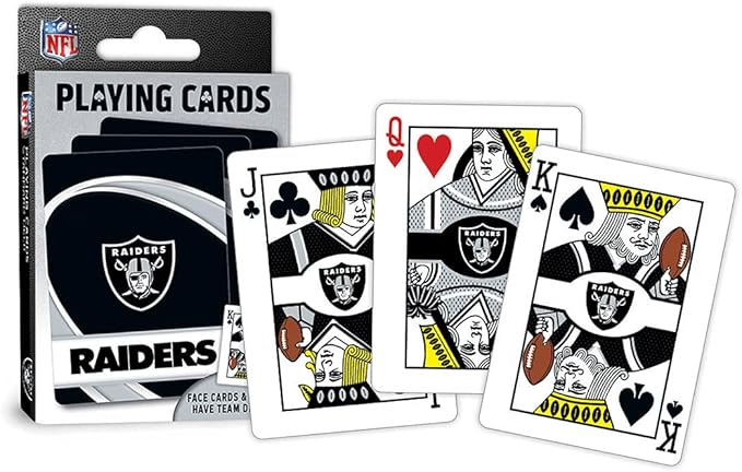 MasterPieces - NFL Playing Cards, Officially Licensed Las Vegas Raiders Football Deck, Family Games for Adults and Kids, Standard Index