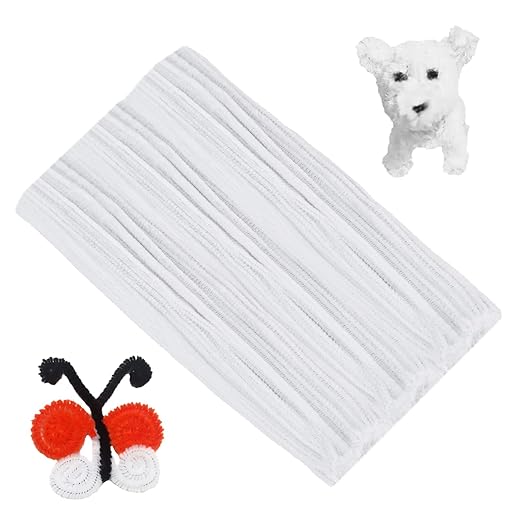 Cuttte Pipe Cleaners Craft Supplies - 100pcs White Pipe Cleaners Craft Kids DIY Art Supplies (6 mm x 12 inch)
