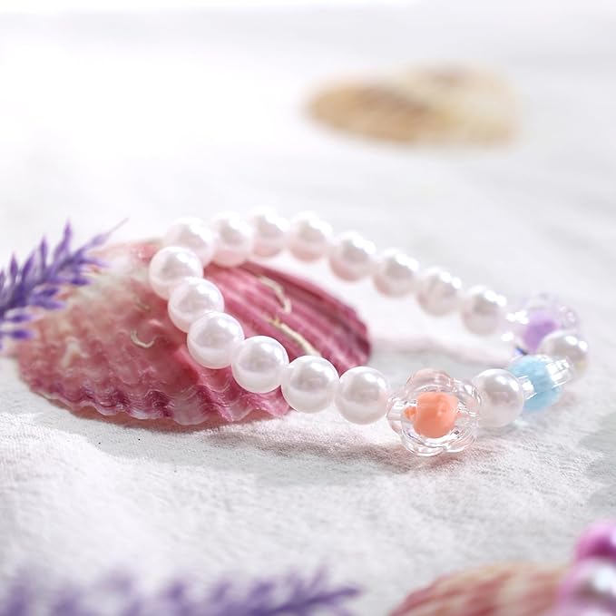 BigOtters Little Girls Necklace Bracelet, 6 Sets Lovely Colorful Beads Jewelry Princess Dress up for Toddlers Pretend Play Party Costume,Easter Eggs Stuffers Kids Easter Gift