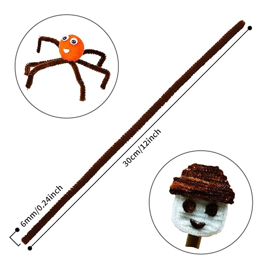 Cuttte Pipe Cleaners Craft Supplies - 300pcs Brown Pipe Cleaners Chenille Stems for Craft Kids DIY Art Supplies (6 mm x 12 inch)