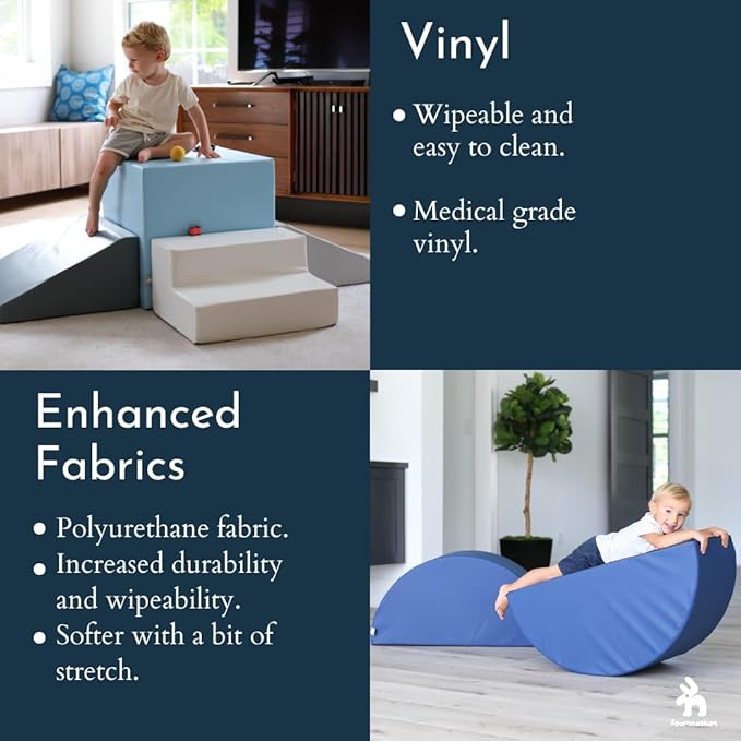 Foamnasium Mega Wedge Set, Indoor Foam Playset, 2 Piece Soft Toddler and Active Kids Play Foam Climber for Crawling, Climbing, Sliding and Jumping, Made in The US, Enhanced Emerald