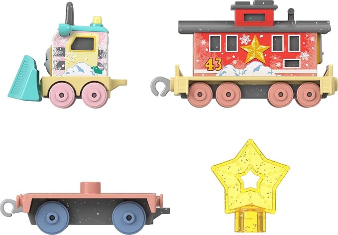 Thomas & Friends Diecast Toy Train, Shivery Delivery Sandy the Rail Speeder & Brake Car Bruno for Preschool Pretend Play Kids Ages 3+ Years