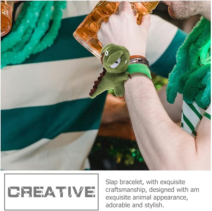 Abaodam Animal Slap Bracelets Dinosaur Slap Bracelet Plush Stuffed Animal Hugger Snap Wristband for Kids Birthday Party Favor