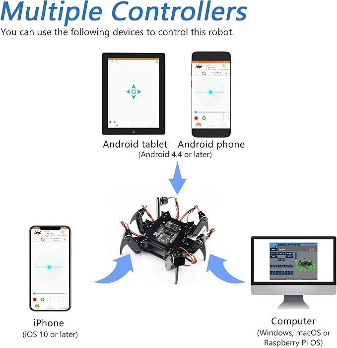 FREENOVE Hexapod Robot Kit (Compatible with Arduino IDE), App Remote Control, Walking Crawling Twisting Servo STEM Project