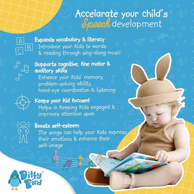 Ditty Bird Musical Books Colors Edition | Montessori Toys & Learning Resources | Sensory Toys for Kids | Nursery Rhyme Book, Interactive Toddler Toys for 1 Year Old to 3 Year Olds | Sturdy Baby Book