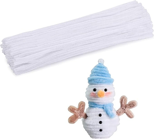 110 White Pipe Cleaners - Chenille Stem Art Supplies for Crafts and Decoration