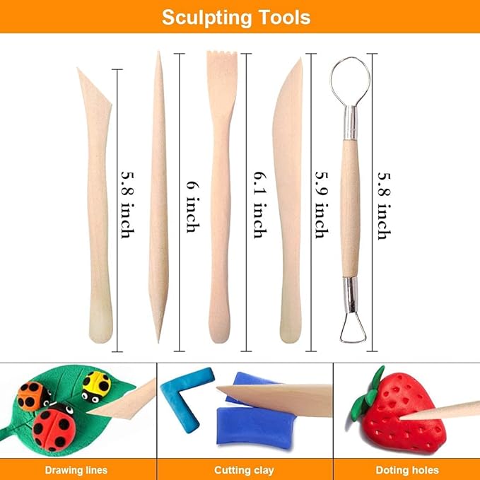 DIY Polymer Clay Tools, 25pcs Polymer Clay Sculpting Tools with Storage Bag Modeling Clay Tools Clay Sculpting Tools for Kids