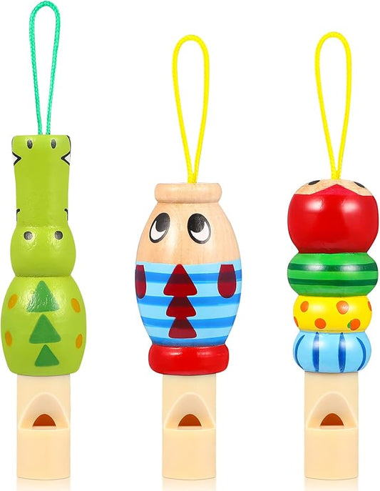 Kisangel 3pcs/Set Animal Wooden Whistles for Baby Kids Music Instrument Developmental Educational Toys for Kids Party Noisemakers Whistles Kids Birthday Goody Bag Fillers(Random Style)
