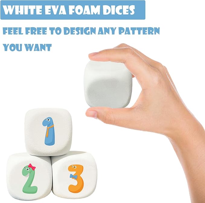 White EVA Foam Dices for Kids Graffiti-Building Blocks,Creative Painting, Party Supplies, 1.96 inchs, 12PCS