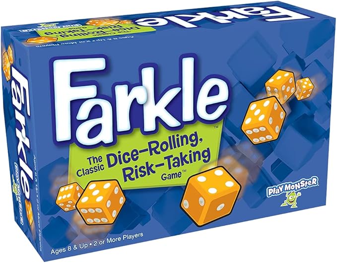 Farkle Classic Dice Game – Kids Games, Dice Games, Family Games, Travel Games, Adult Games, Board Games, Dice Cup, Dice Set, Farkle Score Sheets Included, Ages 8+