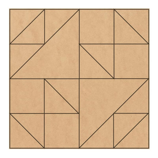 Unfinished Barn Quilt Square Wooden Sign, Double Monkey Wrench Country Decor Canvas Quilts Blocks (12 inches, Old Maids Puzzle) AVTRBoutique