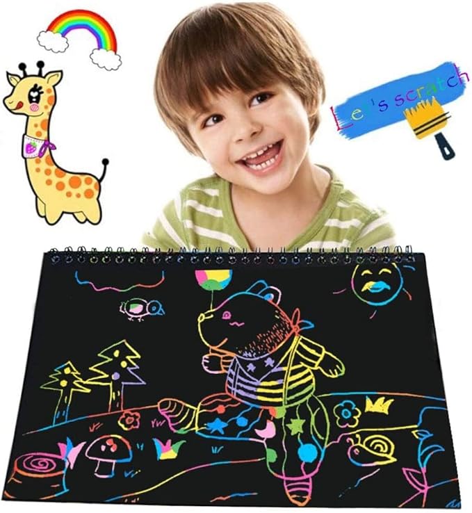 I&Art Scratch Art Books for Kids Scratch Art Paper Rainbow Scratch Art for Best Gifts