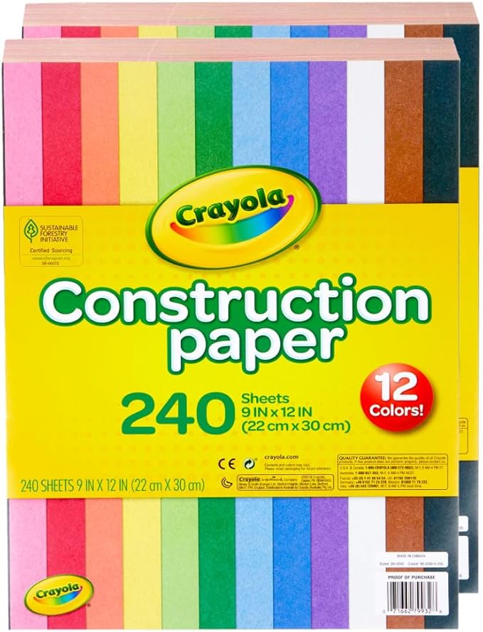 Crayola Construction Paper - 480ct (2pck), Bulk School Supplies For Kids, Teacher Classroom Must Have, Art Paper, Arts & Crafts