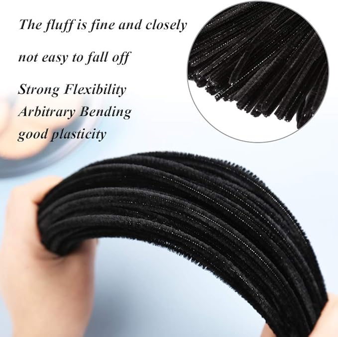 100Pcs Pipe Cleaners, Pipe Cleaners Craft, Chenille Stems Creative Craft Pipe Cleaners for Festivals Decorations, Crafting Pipe Cleaners, Craft Supplies for Home DIY Handcraft Arts/Black