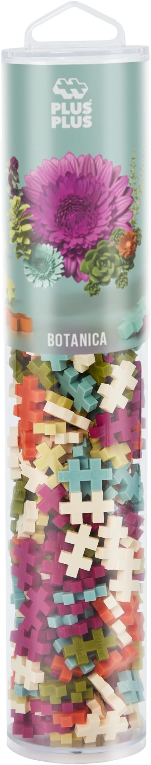 Plus Plus 240 Piece Interlocking Building Blocks for Kids, Open Ended Connecting Toys, Stem Bin Classroom Mini Manipulatives - Botanica Mix Play Tube