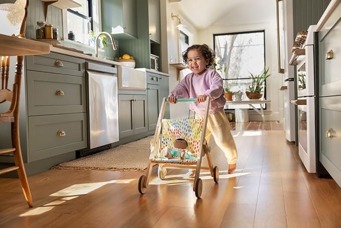 LOVEVERY | The Buddy Stroller | Wooden Toy Doll Stroller for Pretend Play, Ages 12 Months+