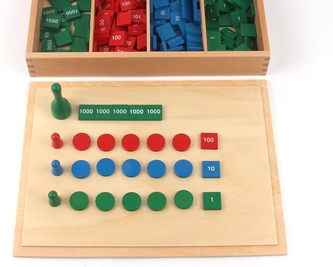 New Sky Professional Montessori Stamp Game Material Kids Counting Learning and Math Aids Wooden Toy