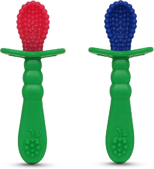 RaZbaby RaZberry Infant Training Spoon, 6m+ (Red & Blue, 2 Count (Pack of 1))