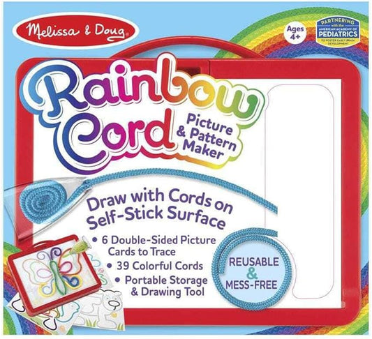 Melissa & Doug Rainbow Cord Picture & Pattern Maker Draw with Cords – 39 Cords, 6 Double-Sided Cards to Trace