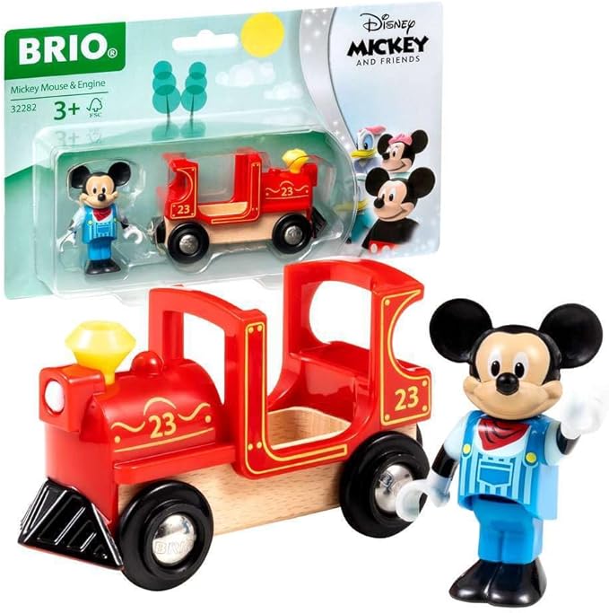 BRIO Disney Mickey Mouse & Engine Train Set - Perfect Toy for Kids Age 3 Years and Up | Multicolor | Compatible with All BRIO Railway Toys | Develops Important Skills | Child Safe