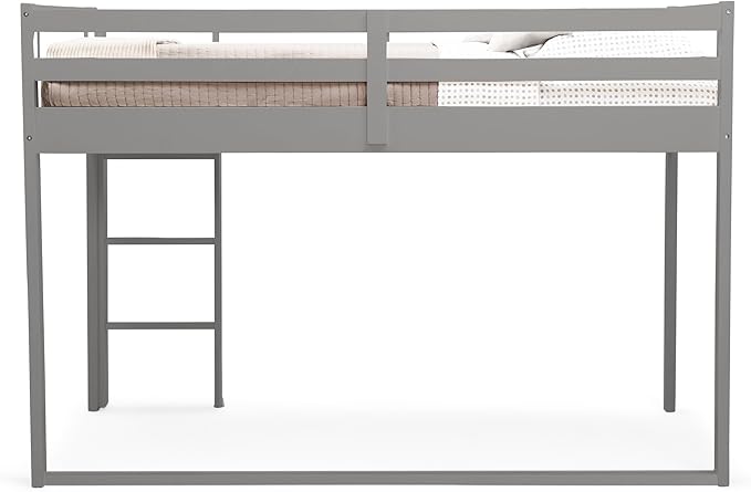 Delta Children Twin Loft Bed with Guardrail and Ladder (Coordinates with Batman, Spider-Man & Harry Potter Tents Sold Separately), Grey