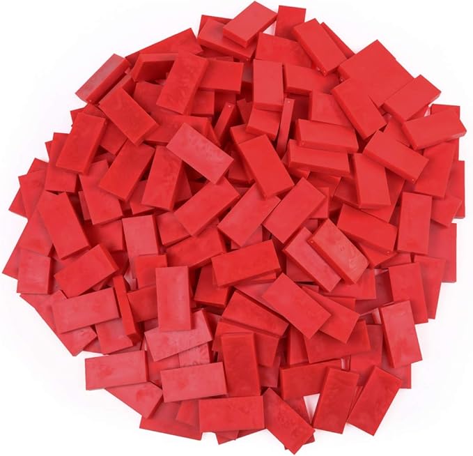 Bulk Dominoes Plastic Bulk 100pcs – Building and Stacking and Chain Reaction Toppling STEAM Toy Blocks for Kids (Red)