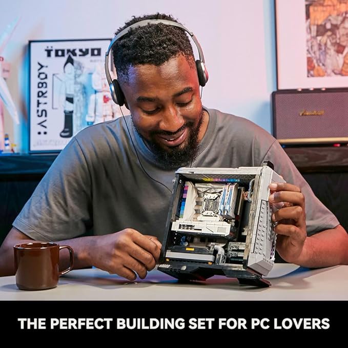 BRICKKK Technic Clamping Building Blocks Set PC Desktop Computer Building Set for Adult, PC Desktop Computer Building Kit, Creative Collectible Build-and-Display Model for Home or Office